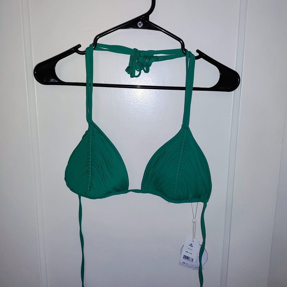 NWT PQ Swim- Ireland Green Triangle Bikini Top